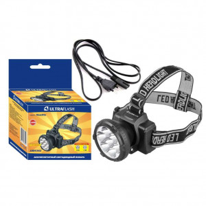 Фонарь налобный аккумуляторный LED 5362 (220В 7LED 2 режима; черн.) Ultraflash 11256